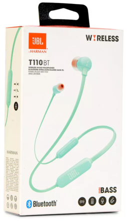 Беспроводные наушники для спорта JBL T110BT BT4.0/120mAh/6ч зеленые