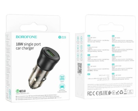  Автомобильное заряд. устр. Borofone BZ23 1USB 18W черное
