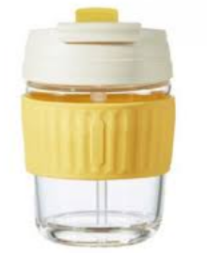 Стеклянный стакан для кофе Quange KF200 желтый