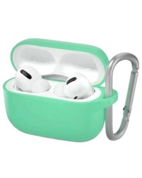 Силиконовый чехол для AirPods Pro 2 c карабином изумрудный