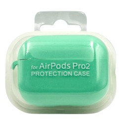 Силиконовый чехол для AirPods Pro 2 c карабином изумрудный