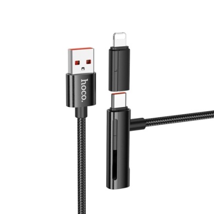  Usb Кабель-зарядка USB на Type-C+ Lightning Hoco U135 1M чёрный
