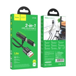 Usb Кабель-зарядка USB на Type-C+ Lightning Hoco U135 1M чёрный