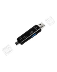 Картридер-конвертер USB 2.0 универсальный USB/OTG/MicroSD/Type C/Micro USB SBR-801-S/100