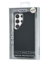 Накладка для Samsung Galaxy S25 Ultra iPefet case силикон под карбон черная