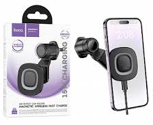 Держатель c беспроводной зарядкой в воздуховод Hoco HW30 15W магнитный черный