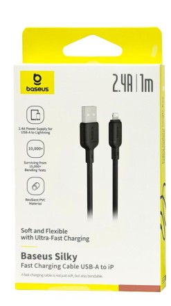  Usb Кабель-зарядка Lightning Baseus Silky Series 2.4A 1м (P10377702113-00) черный