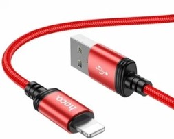 Usb Кабель-зарядка Lightning Hoco X14 Times speed 2A 1м в тканевой оплетке красно-черный