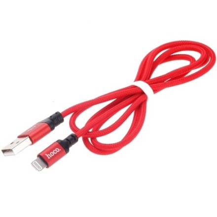  Usb Кабель-зарядка Lightning Hoco X14 Times speed 2A 1м в тканевой оплетке красно-черный