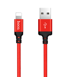 Usb Кабель-зарядка Lightning Hoco X14 Times speed 2A 1м в тканевой оплетке красно-черный