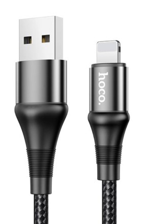  Usb Кабель-зарядка Lightning Hoco X50 Excellent 2.4A 1м в тканевой оплётке чёрный