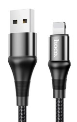 Usb Кабель-зарядка Lightning Hoco X50 Excellent 2.4A 1м в тканевой оплётке чёрный