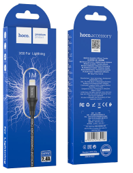 Usb Кабель-зарядка Lightning Hoco X50 Excellent 2.4A 1м в тканевой оплётке чёрный