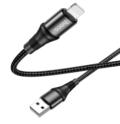 Usb Кабель-зарядка Lightning Hoco X50 Excellent 2.4A 1м в тканевой оплётке чёрный