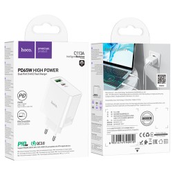 Сетевое зар. устр. Hoco C113A 1USB/1C 65W белое