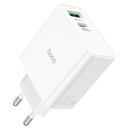  Сетевое зар. устр. Hoco C113A 1USB/1C 65W белое