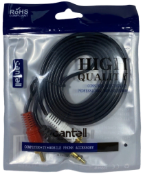 Аудиокабель AUX 3,5mm на 2xRCA Cantell 1.5м черный