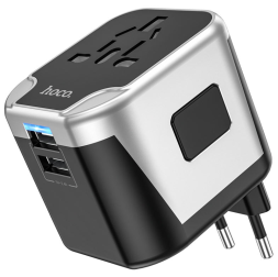 Зарядное устройство для всех стран мира Hoco AC5 Travel Companion, 2USB+1 розетка Черный