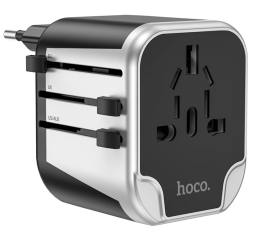 Зарядное устройство для всех стран мира Hoco AC5 Travel Companion, 2USB+1 розетка Черный