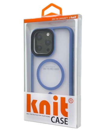  Накладка для i-Phone 15 Pro Max Knit case Magsafe матовый голубой