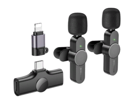  Беспроводной микрофон Borofone BFK12 петличка/Type-C/Lightning черный