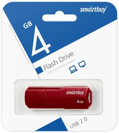  USB флеш накопитель SmartBuy 4GB Clue Burgundy (SB4GBCLU-BG)