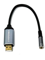 Переходник USB (папа)↔Jack 3.5mm наушники+микрофон (мама) Livepower S295 чёрный