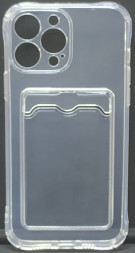 Чехол-накладка силикон тонкий с карманом под карту iPhone 12 Pro Max 6.7&quot; прозрачная