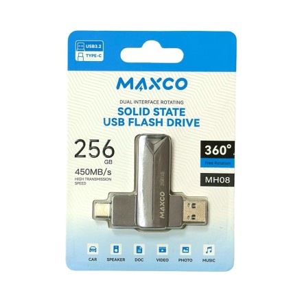  USB3.2/USB-C флеш накопитель Maxco MH08 256GB 450Mb/s черный