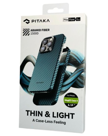  Накладка для i-Phone 15 Pro 6.1&quot; Pitaka MagEZ Case 4 Thin &amp; Light сине-черный.арамид