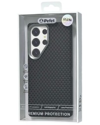 Накладка для Samsung Galaxy S25 Ultra iPefet case силикон под с узором (ромб) черная