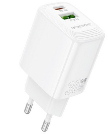  Сетевое зар. устр. Borofone BN29 1USB/1C 22.5W/30W белое