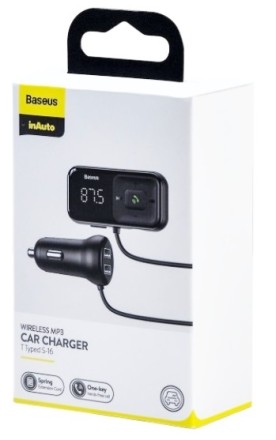 FM трансмиттер Baseus T-Typed S-16 Wireless MP3 Charger 1USB (CCTM-D01/CCTM-E01) черный