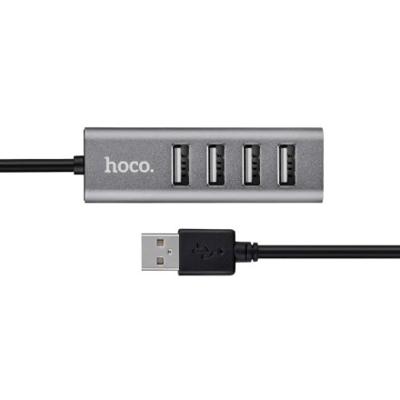  USB2.0 хаб Hoco HB1 4 порта серый