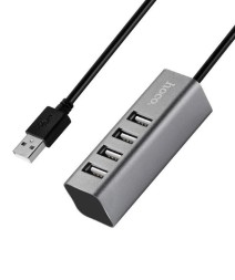 USB2.0 хаб Hoco HB1 4 порта серый