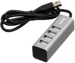 USB2.0 хаб Hoco HB1 4 порта серый