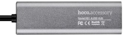 USB2.0 хаб Hoco HB1 4 порта серый