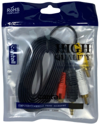 Аудиокабель AUX 3,5mm на 3xRCA Cantell 1.5м черный