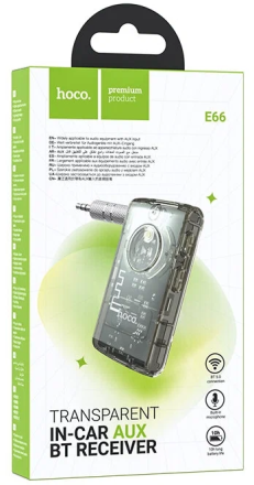  Bluetooth адаптер для магнитолы Hoco E66 BT5.0/200mAh/10ч/AUX черный