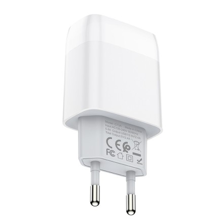  Сетевое зар. устр. Hoco C73A 2USB 2.4A белое