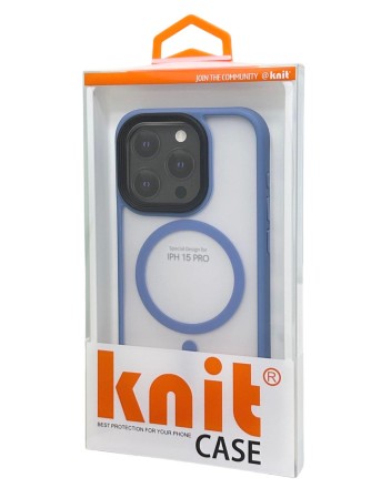  Накладка для i-Phone 15 Pro Knit case Magsafe матовый голубой