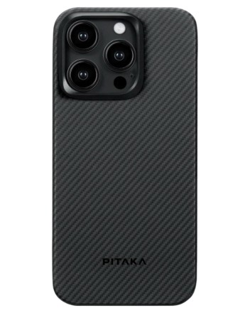  Накладка для i-Phone 15 Pro Max 6.7&quot; Pitaka Magez Case 4 Aramid Fiber 600D черно-серый