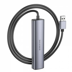 Кабель-переходник Borofone DH12 USB на USB3.0x4 1.2М серый