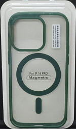 Накладка для iPhone 14 Pro 6.1&quot; Magsafe силикон прозрачный бока зеленая