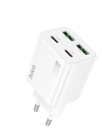  Сетевое зар. устр. Hoco N55 2USB/2С 20W белое