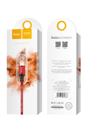 Usb Кабель-зарядка Lightning Hoco X14 Times speed 2A 2м в тканевой оплетке красный