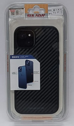 Накладка для i-Phone 13 Sulada пластик под карбон черная