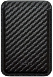 Кожаный чехол-бумажник для карт и визиток MagSafe Leather Wallet для Apple i-Phone черный карбон