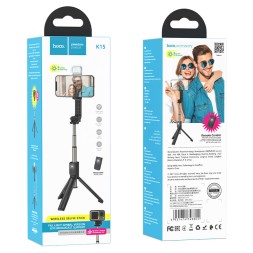 Монопод с пультом ДУ Hoco K15 BT4,0/60-85мм/85мм черный