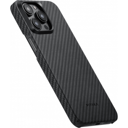  Накладка для i-Phone 15 Pro 6.1&quot; Pitaka Magez Case 4 Aramid Fiber 1500D черно-серый